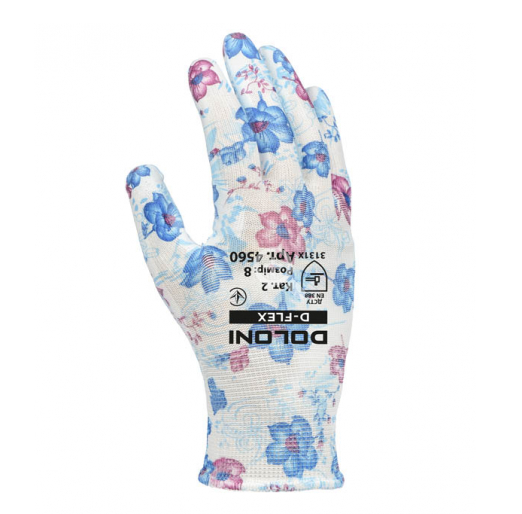 Рукавички 4560 D-FLEX трикотажні з поліуретановим покриттям 8 розмір Doloni